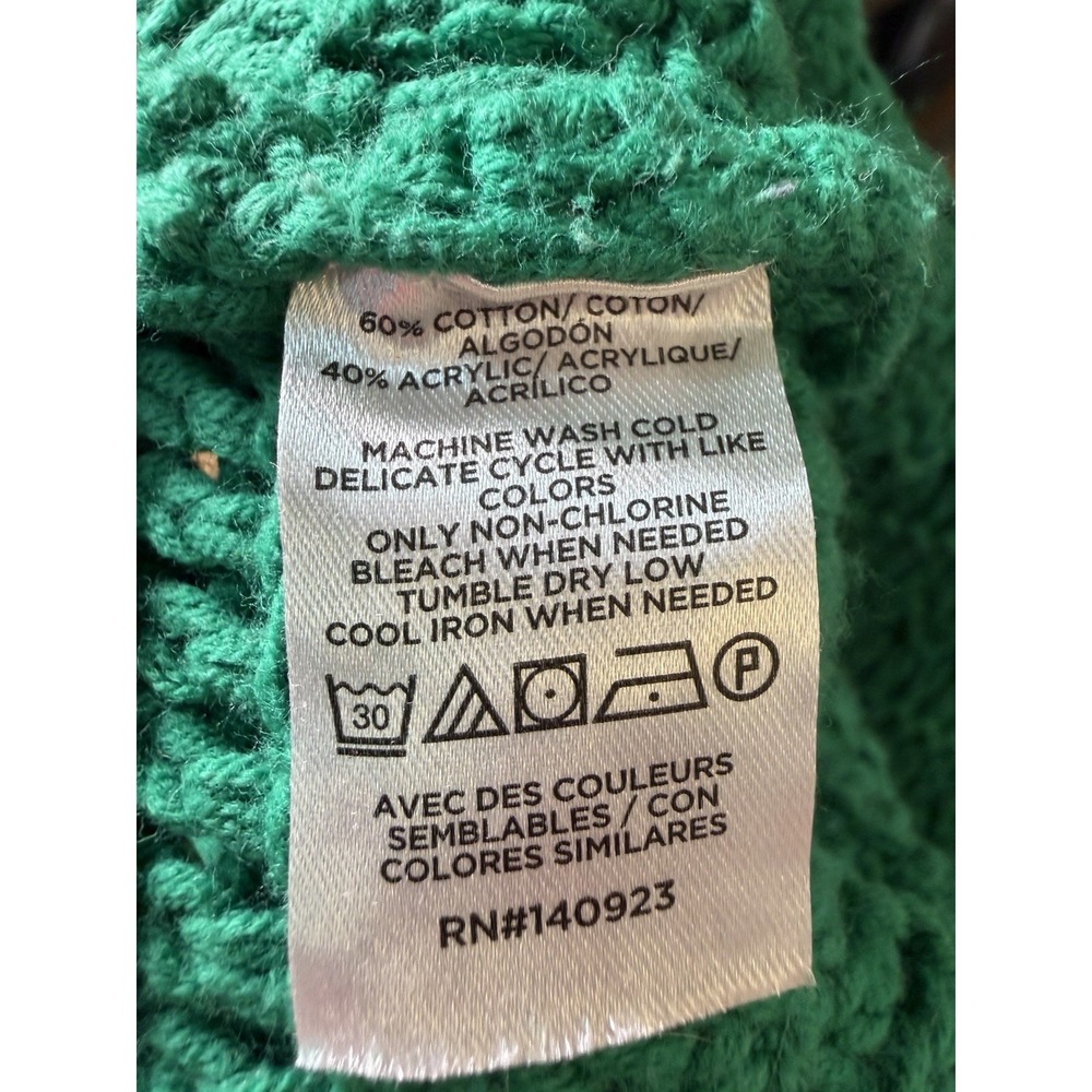 LOFT Petites Large Green Textured Cable Knit‎ Cardigan Sweater W/Gold Buttons - Picture 6 of 6